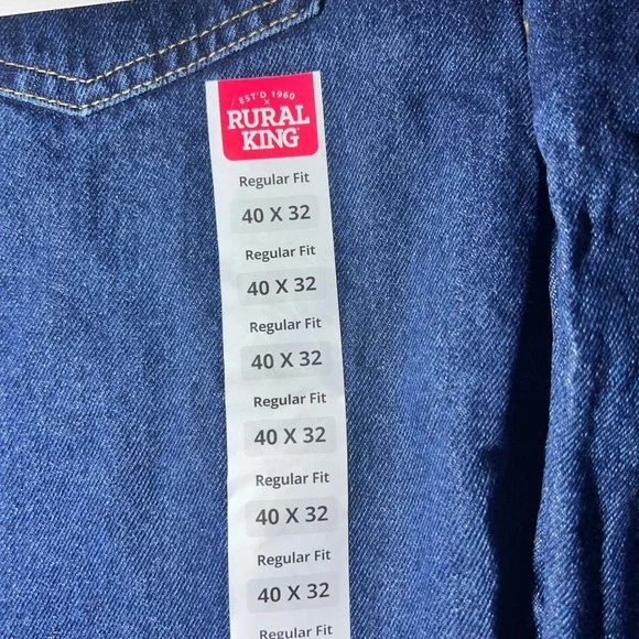 Rural King Original Work Jeans‎ Regular Fit 40x32 Blue Denim Men's NWT 2 pairs. - Picture 3 of 4